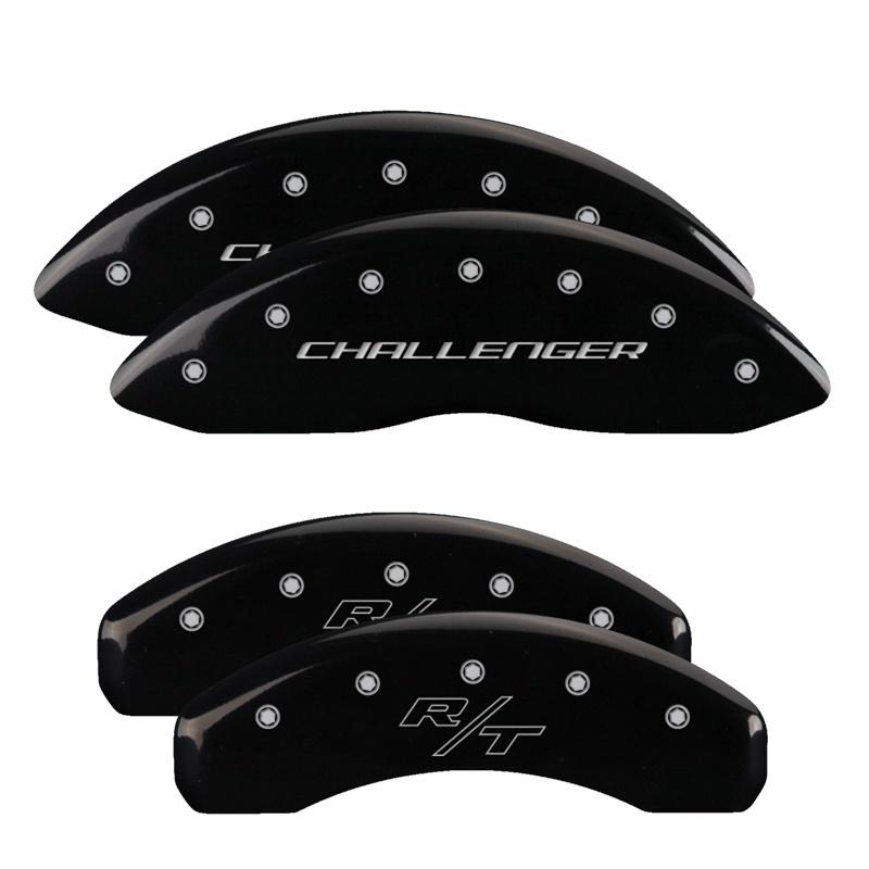 MGP 4 Caliper Covers Engraved Front Charger Rear RT Black Finish Silver Char 2016 Dodge Challenger 12088SCHRBK Main Image