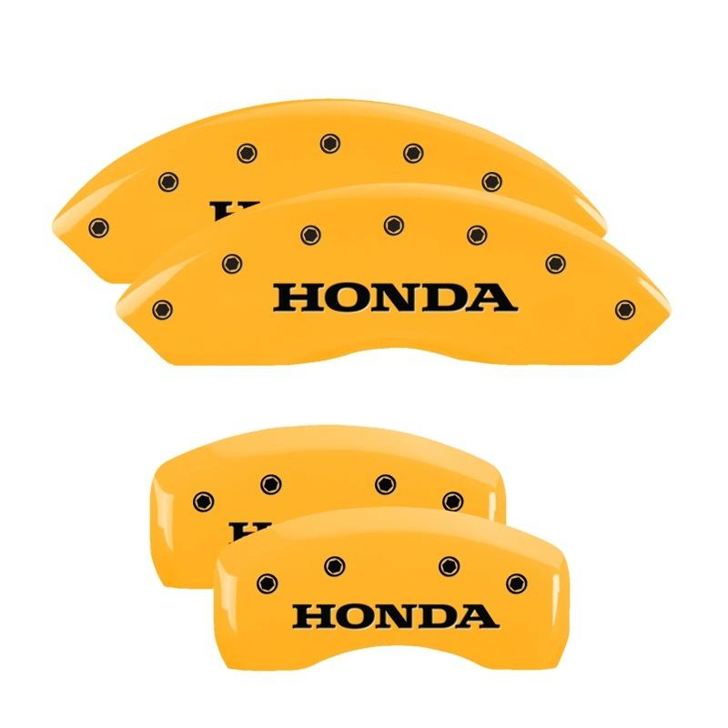 MGP 4 Caliper Covers Engraved F & R Honda Yellow Finish Black Char 2011 Honda Accord Crosstour 20211SHONYL Main Image