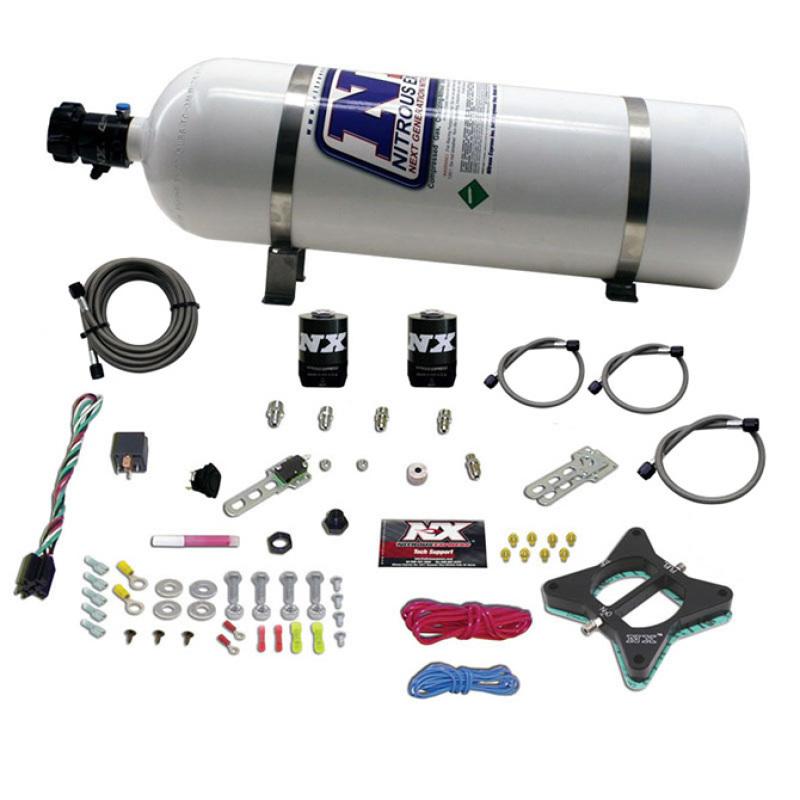 Nitrous Express 96-04 Ford Mustang 4.6L 2 Valve Nitrous Plate Kit w/15lb Bottle 20946-15 Main Image