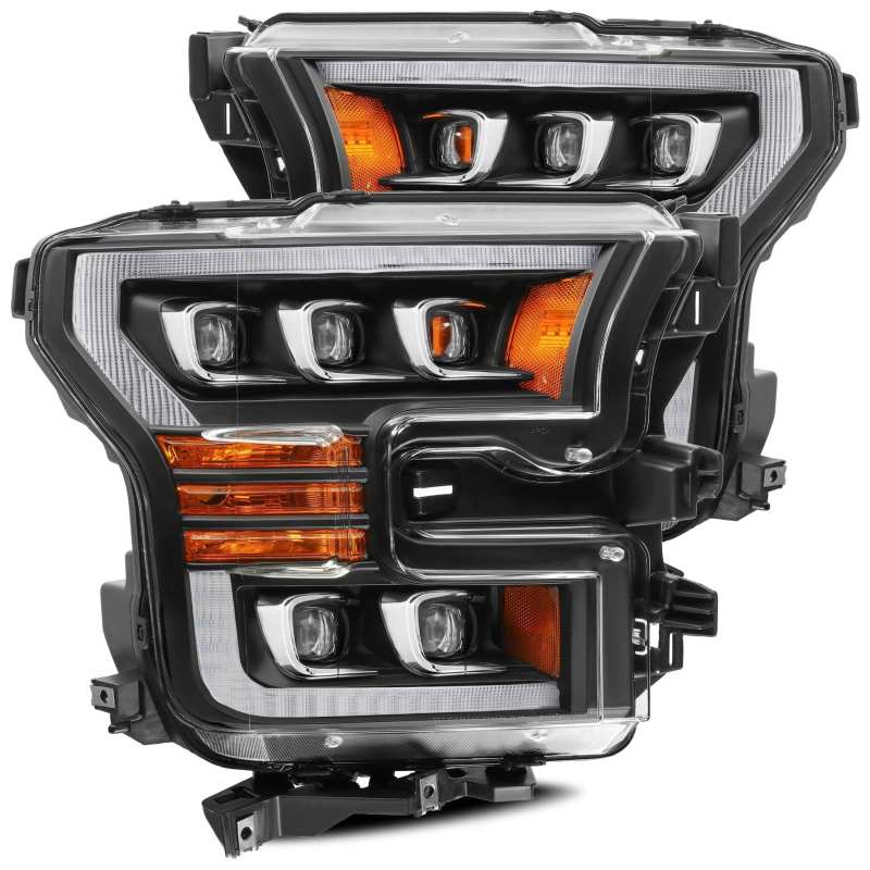 AlphaRex 17-20 Ford Raptor NOVA LED Proj Headlights Plank Style Matte Black w/Activ Light/Seq Signal 880152 Main Image