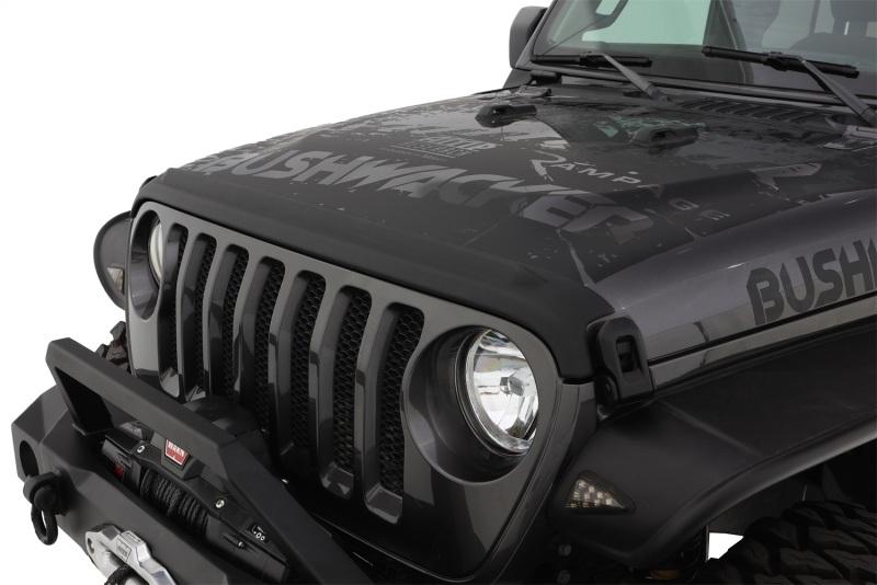 Bushwacker 18-19 Jeep Wrangler Rubicon/Sport//Unlimited/Sport S Hood Stone Guard- Black 14093 Main Image