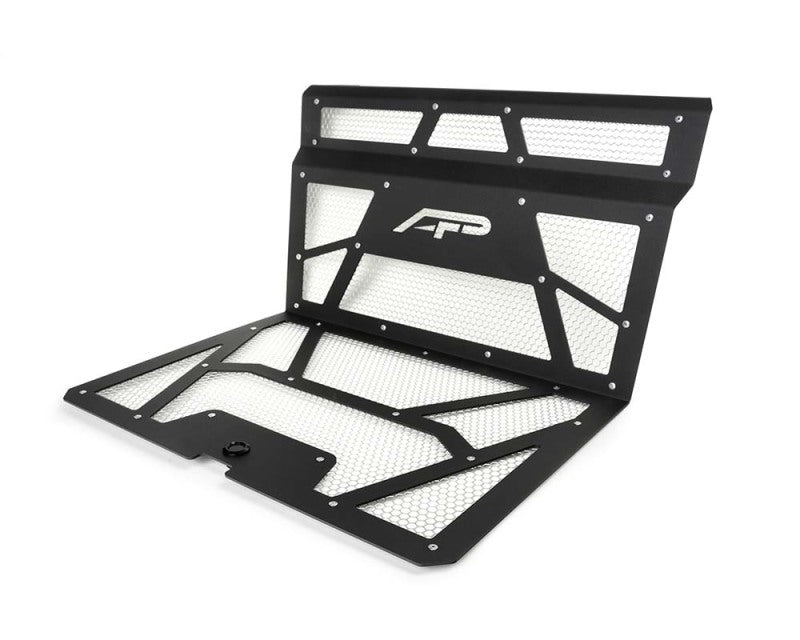 Agency Power 14-18 Polaris RZR XP 1000/XP Turbo Vented Engine Cover - Matte Black/Raw Alum. Mesh AP-RZR-111-FMB-MRAW