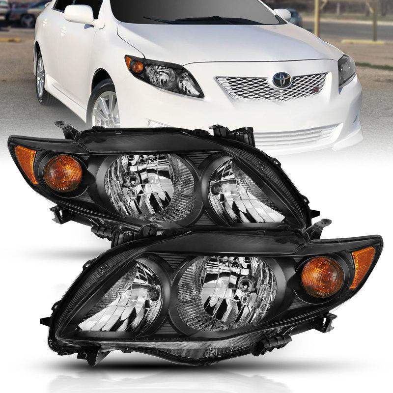 ANZO 2009-2010 Toyota Corolla Crystal Headlight Black Amber 121541 Main Image