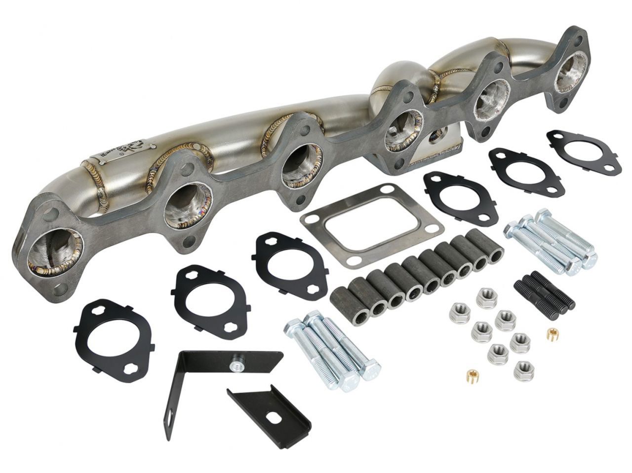 aFe Twisted Steel Header Turbo Manifold, 304 Stainless steel w/ T4 flange