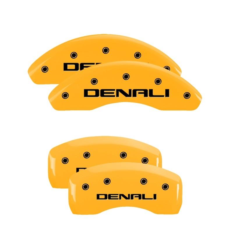 MGP 4 Caliper Covers Engraved Front & Rear Denali Yellow Finish Black Char 2019 GMC Terrain 34216SDNLYL Main Image