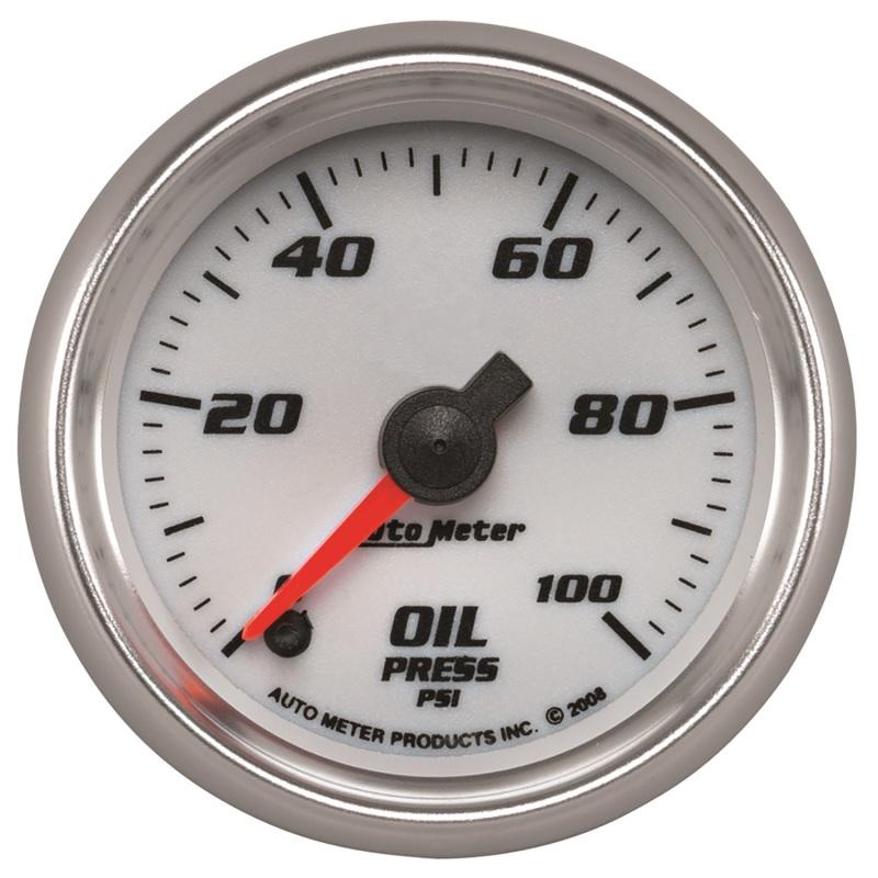 Autometer Pro-Cycle Gauge Oil Pressure 2 1/16in 100psi Digital Stepper Motor White 19752 Main Image