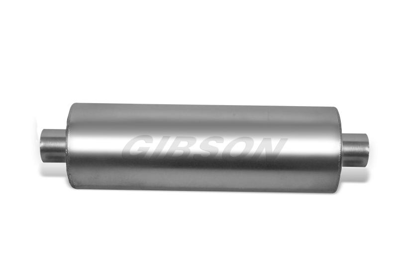 Gibson SFT Superflow Center/Center Round Muffler - 8x24in/3.5in Inlet/3.5in Outlet - Stainless 788707S Main Image