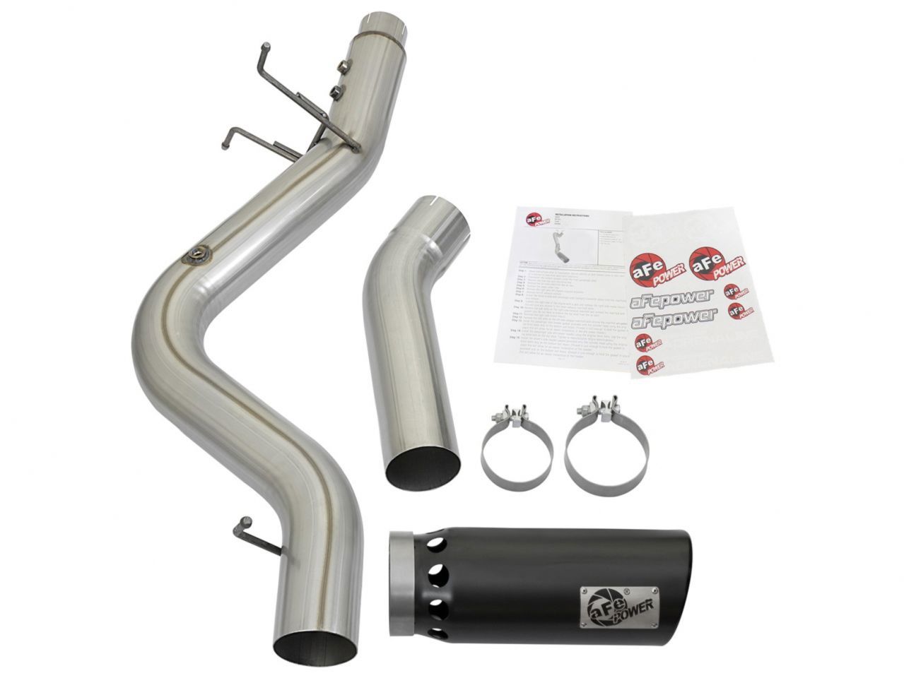 aFe ATLAS 4in Aluminized Steel DPF-Back Exhaust System w/Black Tip GM Dies