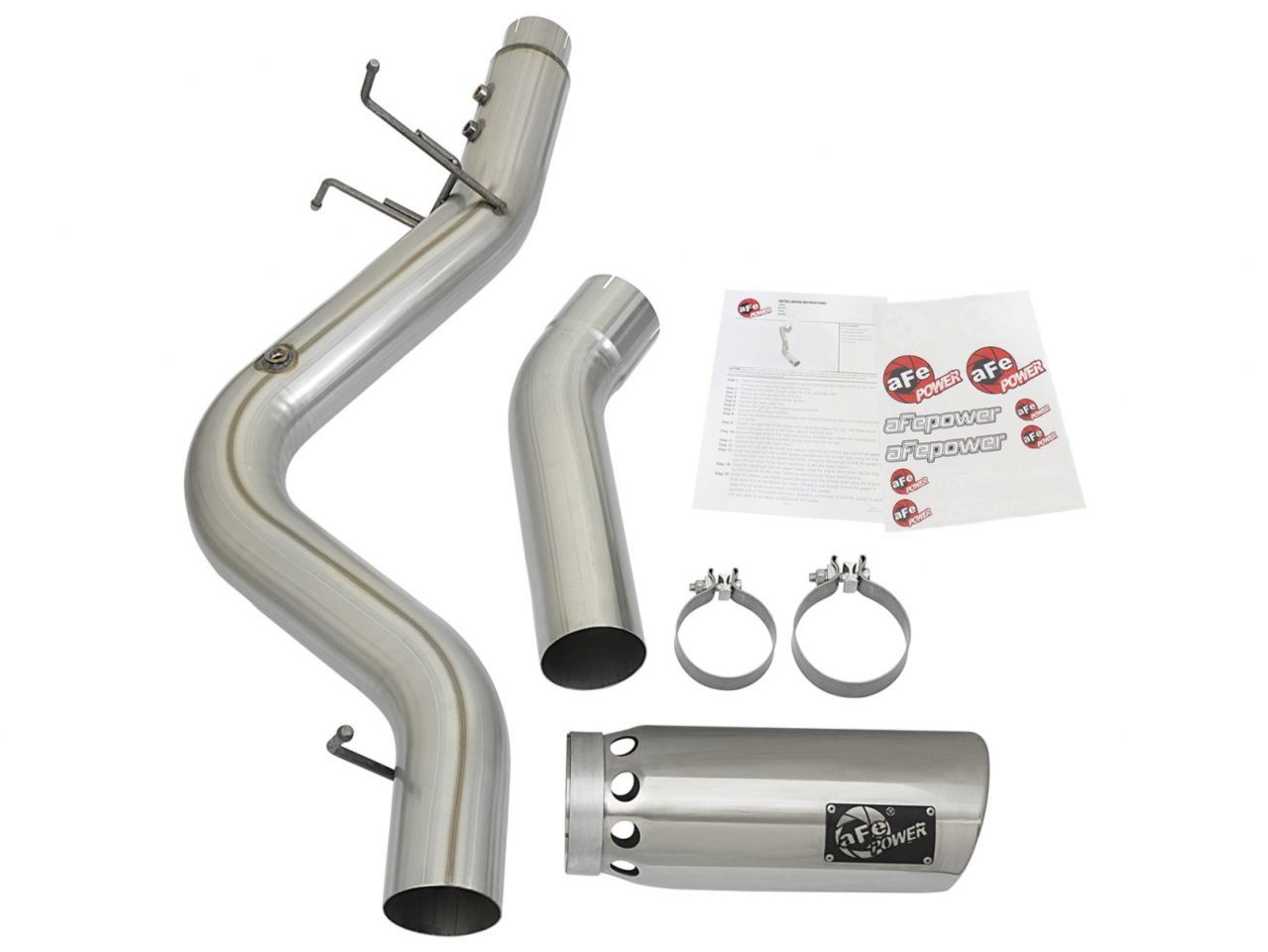 aFe ATLAS 4in Aluminized Steel DPF-Back Exhaust System w/Polished Tip GM