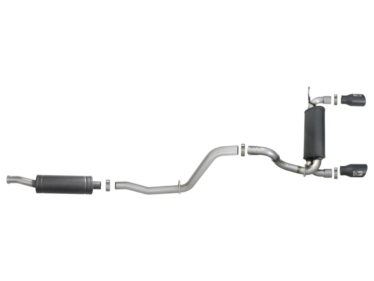 aFe Cat-Back Exhaust w/ Black Tip, Rebel Series, 2.5in 304 Stainless Steel