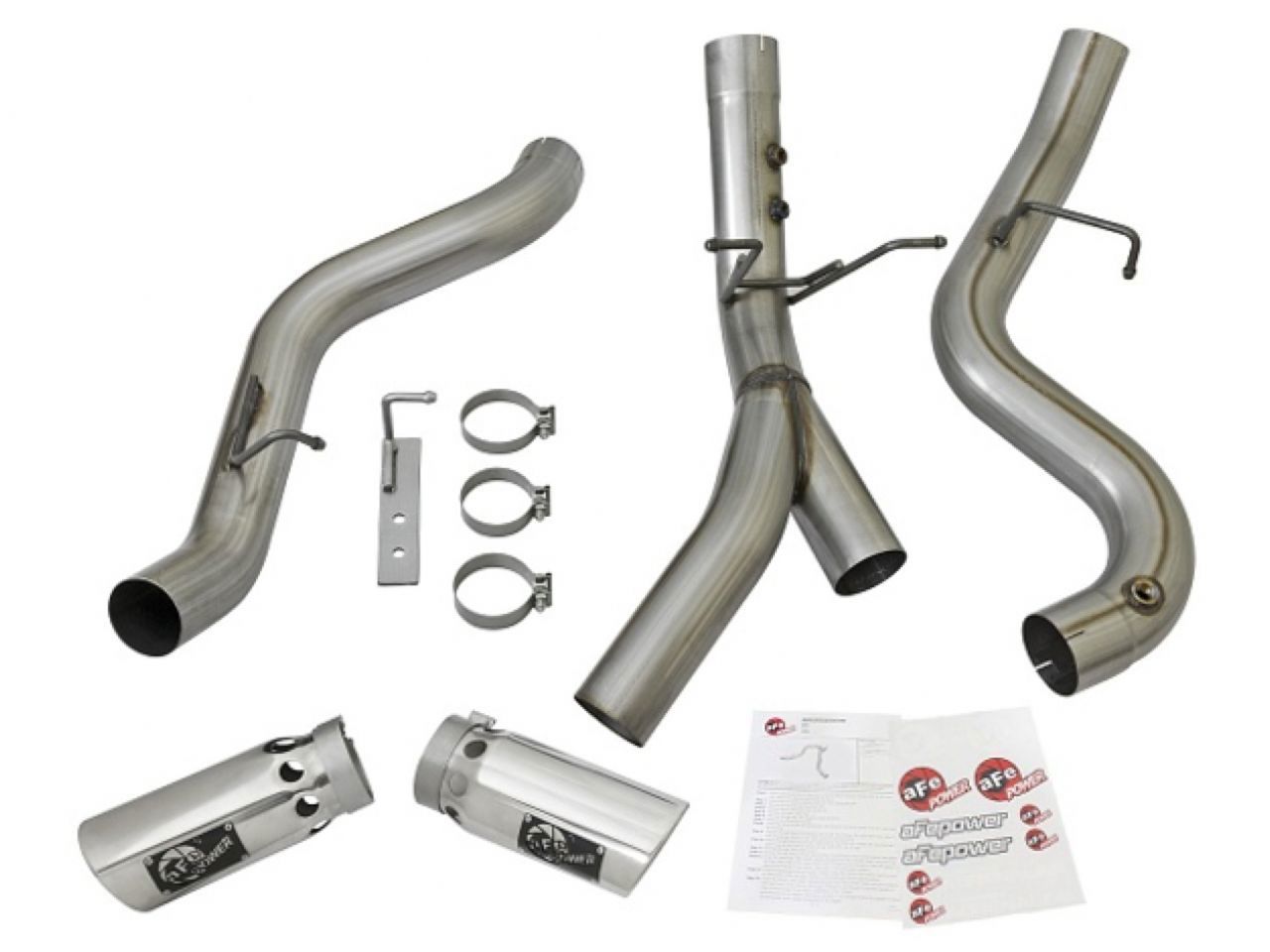 aFe Polished Large Bore-HD 4" 409 SS DPF-Back Exhaust 17 GM Diesel Trucks