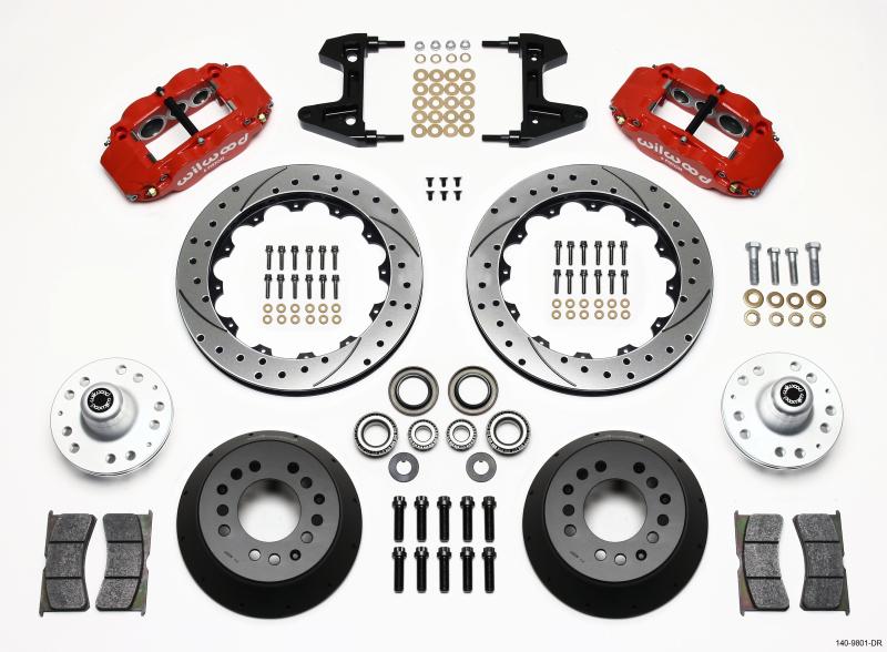 Wilwood Narrow Superlite 6R Front Hub Kit 12.88in Drill Red 74-80 Pinto/Mustang II Disc Spindle only 140-9801-DR Main Image