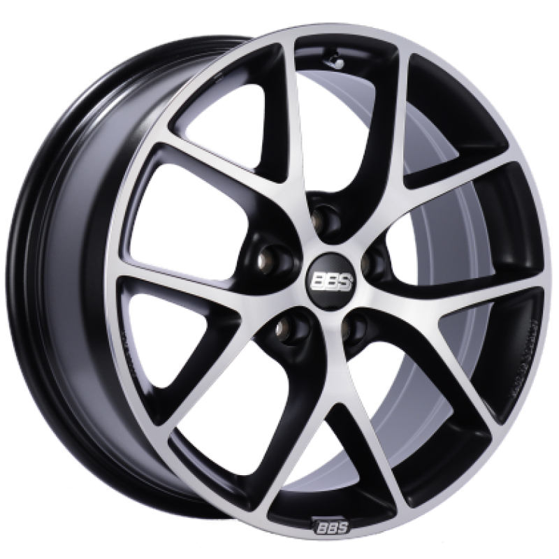 BBS SR 18x8 5x120 ET44 Satin Black Diamond Cut Face Wheel -82mm PFS/Clip Required SR035VGPK