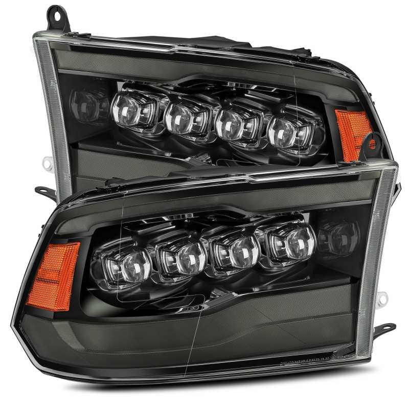 AlphaRex 09-18 Dodge Ram 1500HD NOVA LED Projector Headlights Plank Style Design Alpha Black w/DRL 880541 Main Image