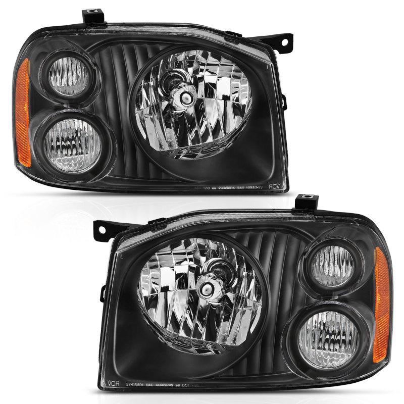 ANZO 2001-2004 Nissan Frontier Se Crystal Headlight Black Amber Reflector 111433 Main Image