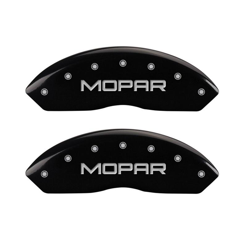 MGP Front set 2 Caliper Covers Engraved Front MOPAR Black finish silver ch 42009FMOPBK Main Image