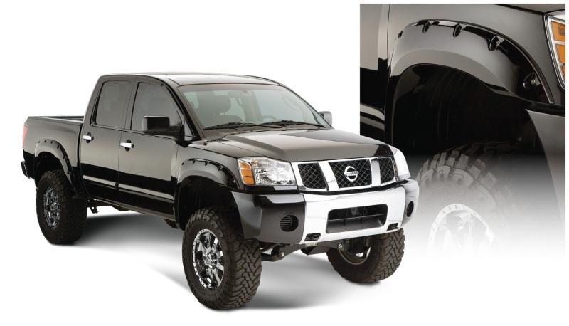 Bushwacker 04-15 Nissan Titan Pocket Style Flares 4pc 67.1/78.9/84/96in - Black 70907-02 Main Image