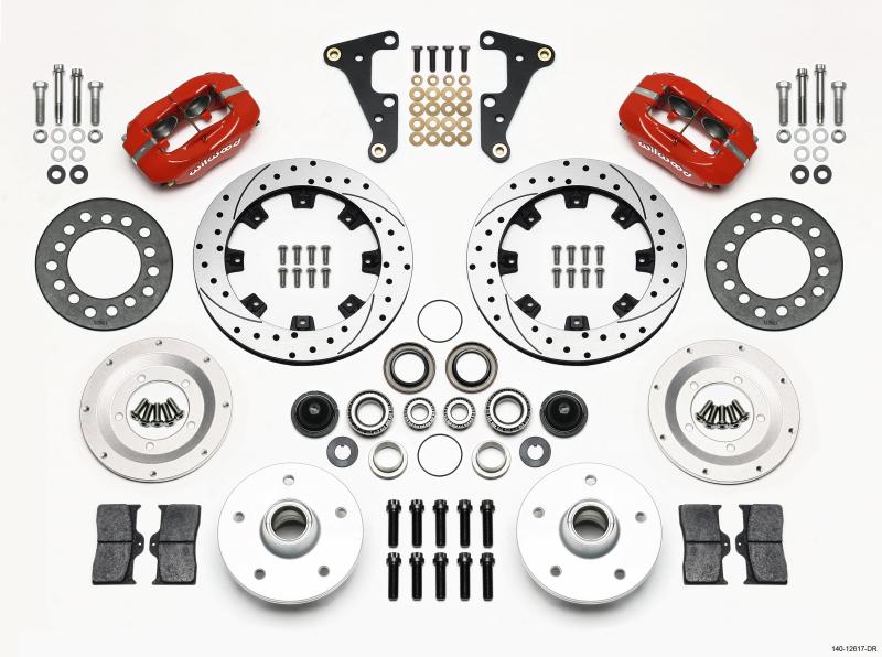 Wilwood Forged Dynalite Front Kit 11.75in Drilled Red 40-52 Oldsmobile 140-12617-DR Main Image