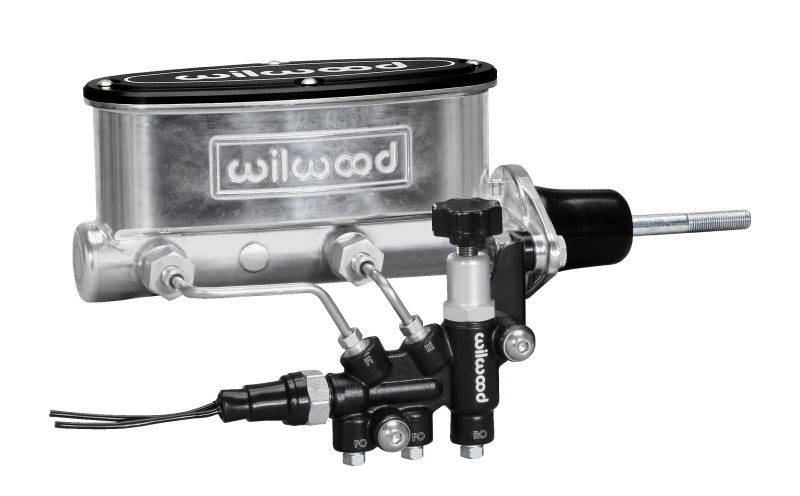 Wilwood HV Tandem M/C Kit w L/H Bracket & Prop Valve - 7/8" Bore, Ball Burnish