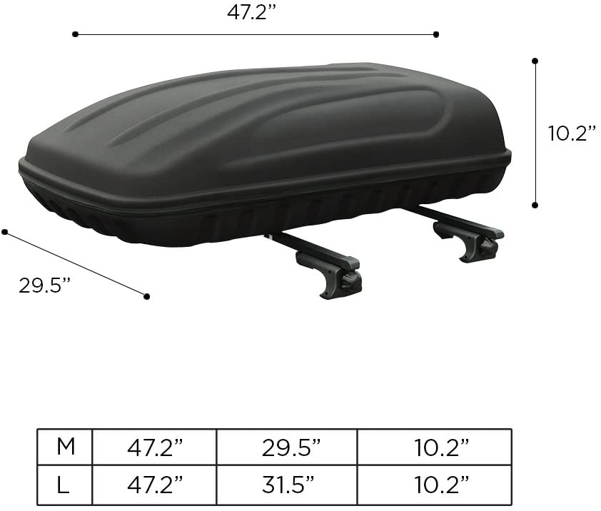 3D MAXpider 47.2in x 31.5in x 10.2in Large 3D Shell Roof Box W/ Rack - Black B07H77GLJL