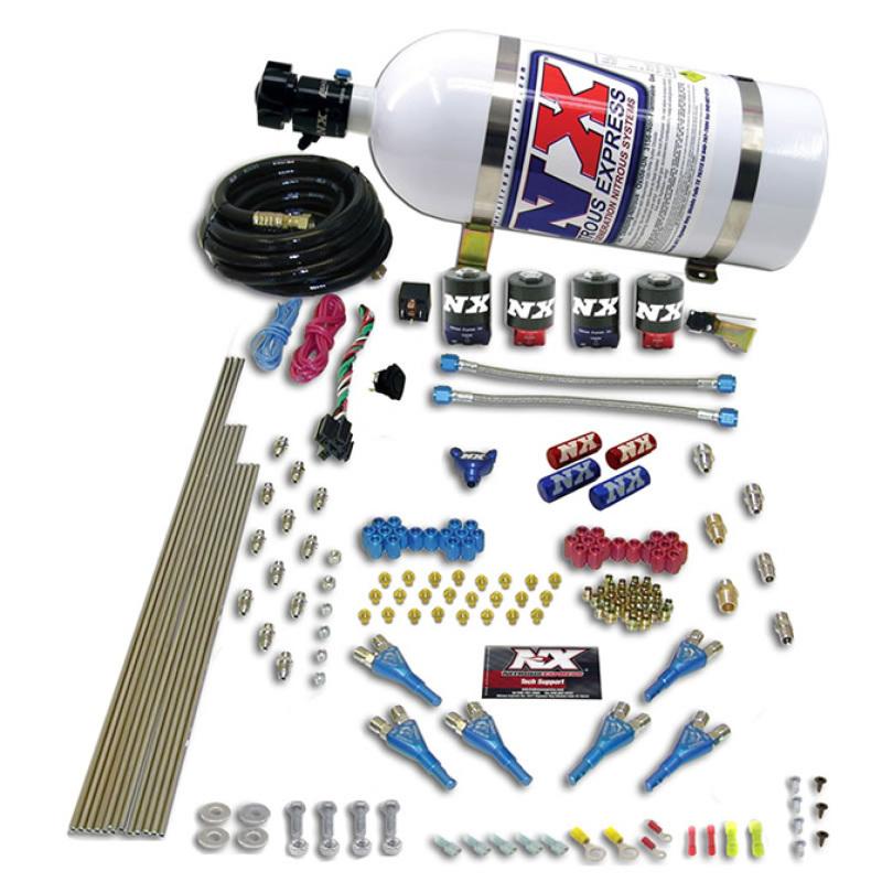 Nitrous Express Pro-Shk/Alc 4 Solenoids Nitrous Kit (250-650HP) w/Composite Bottle 90065-12 Main Image