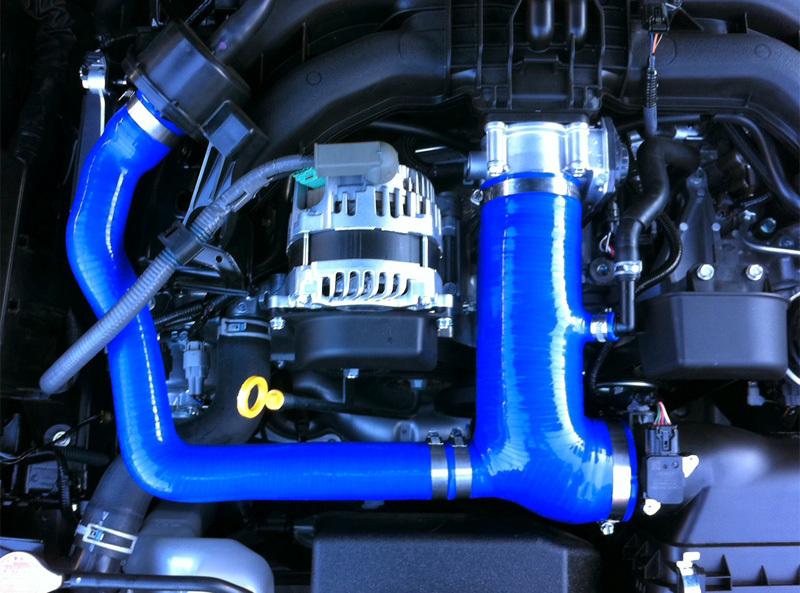 AVO 12-15 Subaru BRZ Wire Reinforced Silicone Air Intake Hose - Blue S6Z12E4POBLUJ Main Image