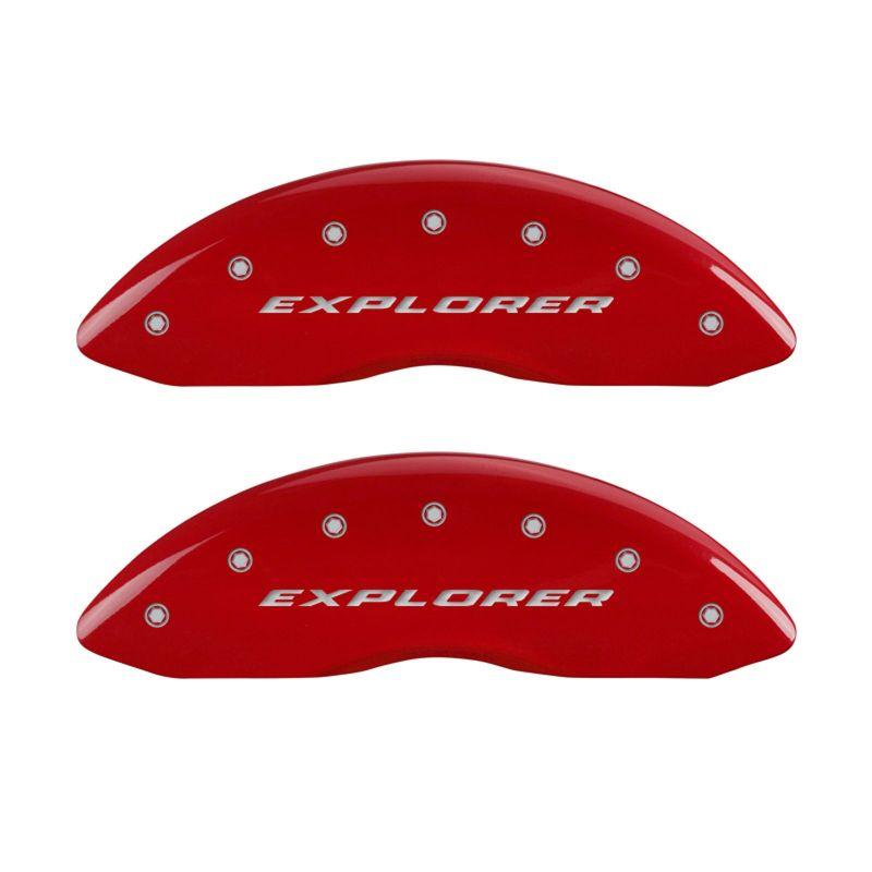 MGP 4 Caliper Covers Engraved Front & Rear Explorer Red finish silver ch 10243SXPLRD Main Image