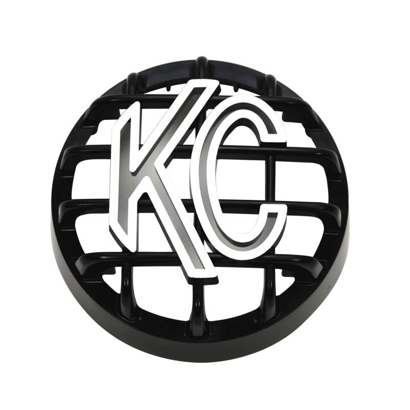 KC HiLiTES 4in. Round ABS Stone Guard for Rally 400 (Single) - Black w/White KC Logo 7219 Main Image