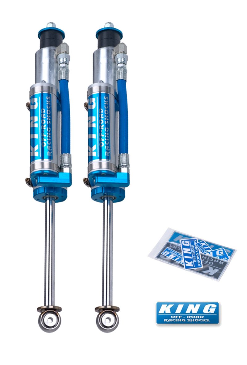 King Shocks 97-06 Jeep Wrangler TJ Front 2.5 Dia Piggy Hose Reservoir Shock 0-2in Lift (Pair) 25001-160 Main Image