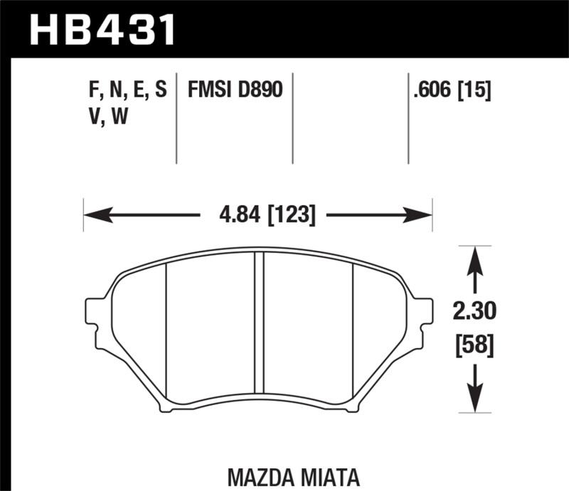 Hawk 04-05 Mazda Miata DTC-60 Motorsports Front Brake Pads HB431G.606 Main Image