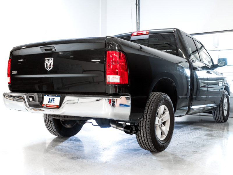 AWE Tuning 09-18 RAM 1500 5.7L (w/o Cutout) 0FG Single Side Exit Cat-Back Exhaust - Diamond Blk Tips 3015-33309