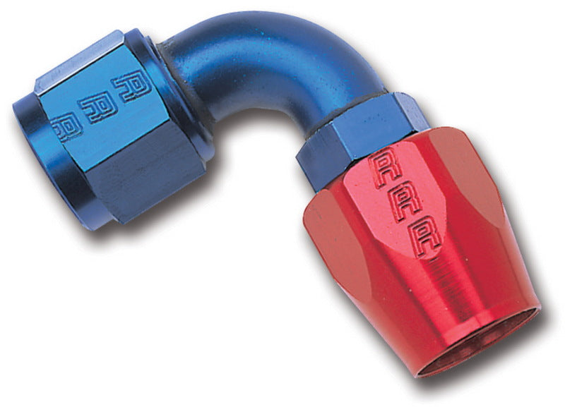 Russell Full Flow 90° Swivel Style Hose End - Red / Blue