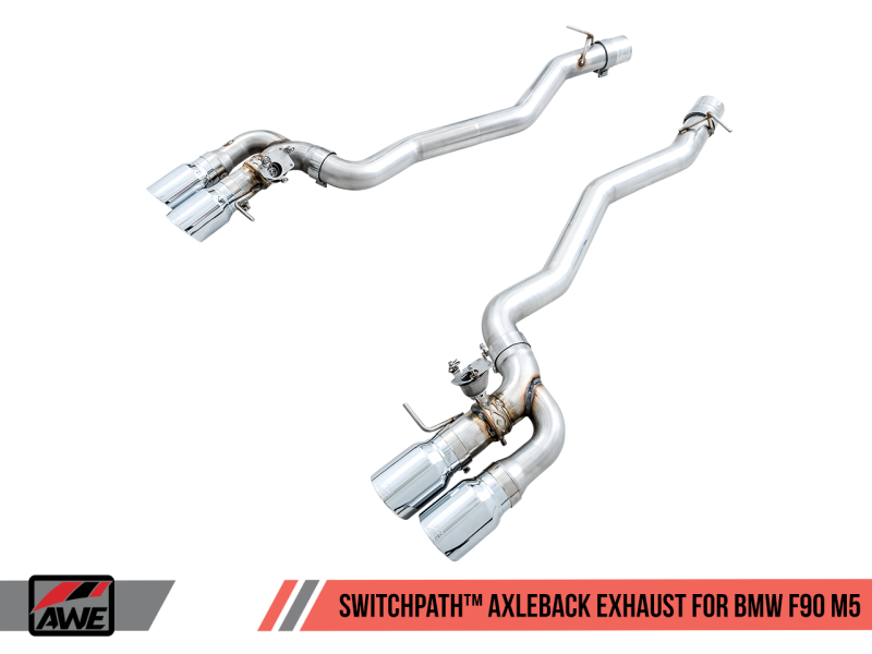 AWE Tuning 18-19 BMW M5 (F90) 4.4T AWD SwitchPath Axle-back Exhaust - Chrome Silver Tips 3025-42061