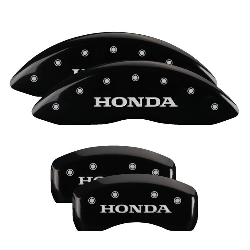 MGP 4 Caliper Covers Engraved Front & Rear Vtech Black finish silver ch 20103SVTCBK Main Image