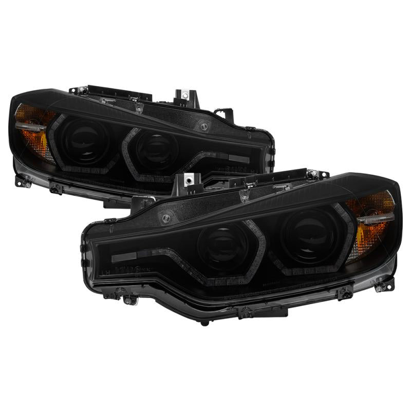 Spyder 12-14 BMW F30 3 Series 4DR Projector Headlights - LED DRL - Blk Smoke PRO-YD-BMWF3012-DRL-BSM 5085047 Main Image