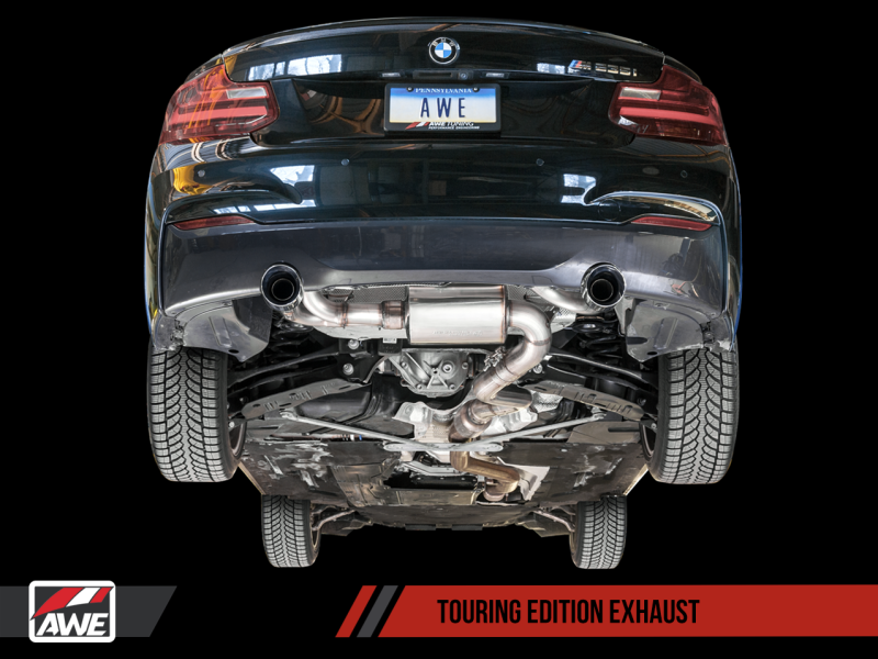 AWE Tuning BMW F22 M235i / M240i Touring Edition Axle-Back Exhaust - Chrome Silver Tips (102mm) 3010-32030 Main Image