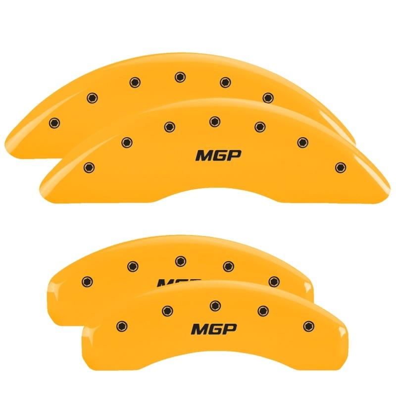 MGP 4 Caliper Covers Engraved Front & Rear MGP Yellow Finish Black Char 2018 Nissan Titan XD 17222SMGPYL Main Image