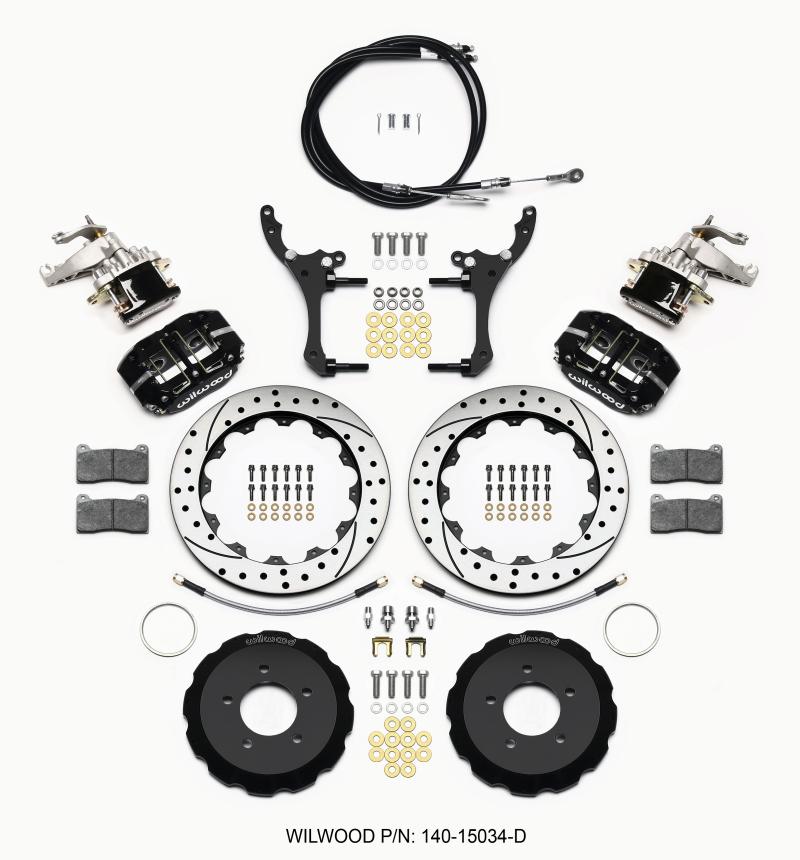 Wilwood Dynapro Radial4 / MC4 Rear Kit 12.88 Drilled 2006-15 Miata w/Lines & Cables 140-15034-D Main Image