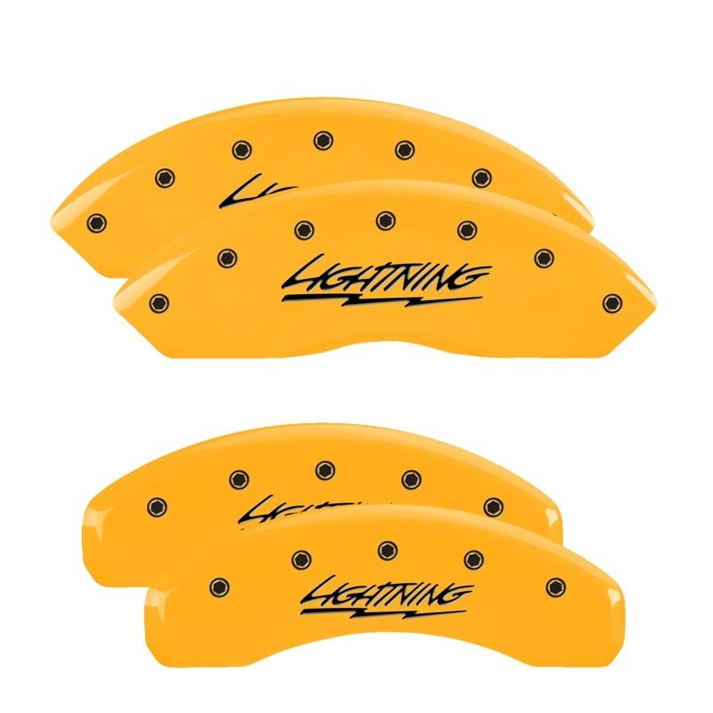 MGP 4 Caliper Covers Engraved F & R Oval Logo/Ford Yellow Finish Black Char 2005 Ford Expedition 10020SFRDYL Main Image