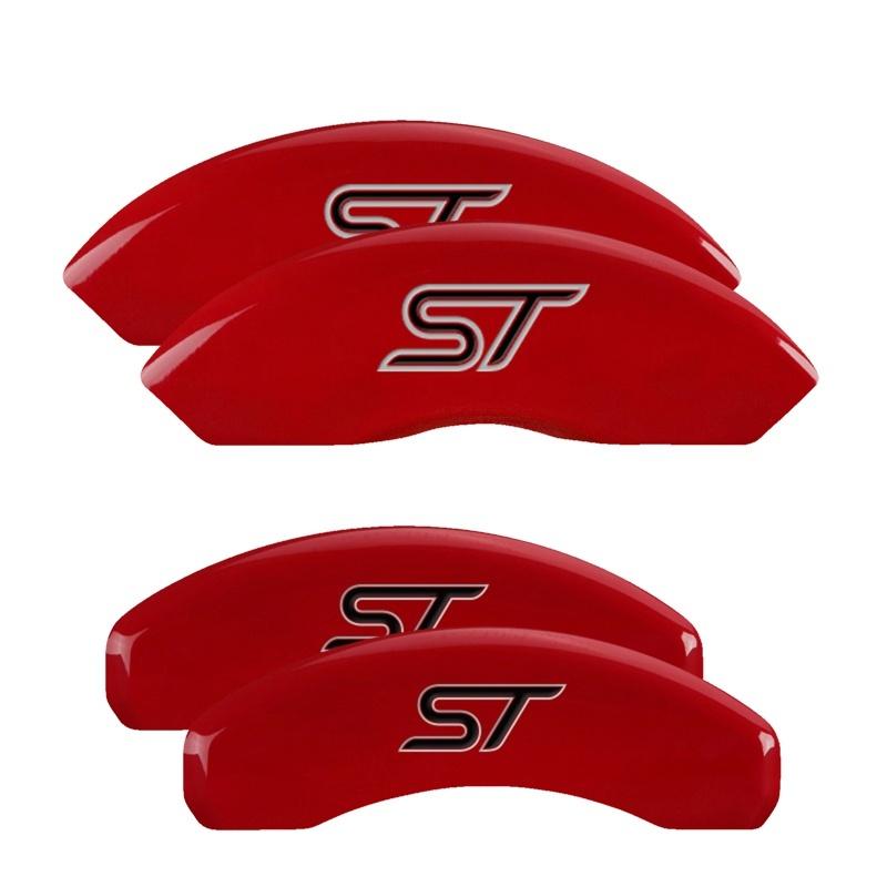 MGP 4 Caliper Covers Engraved Front & Rear No bolts/ST Red finish silver ch 10119SST1RD Main Image