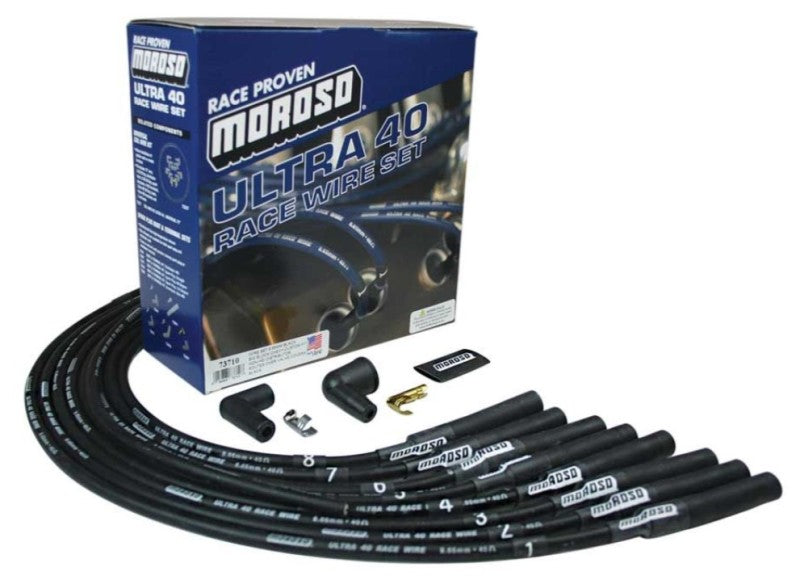 Moroso Chevrolet Big Block Ignition Wire Set - Ultra 40 - Unsleeved - Non-HEI - Over Valve - Black 73710