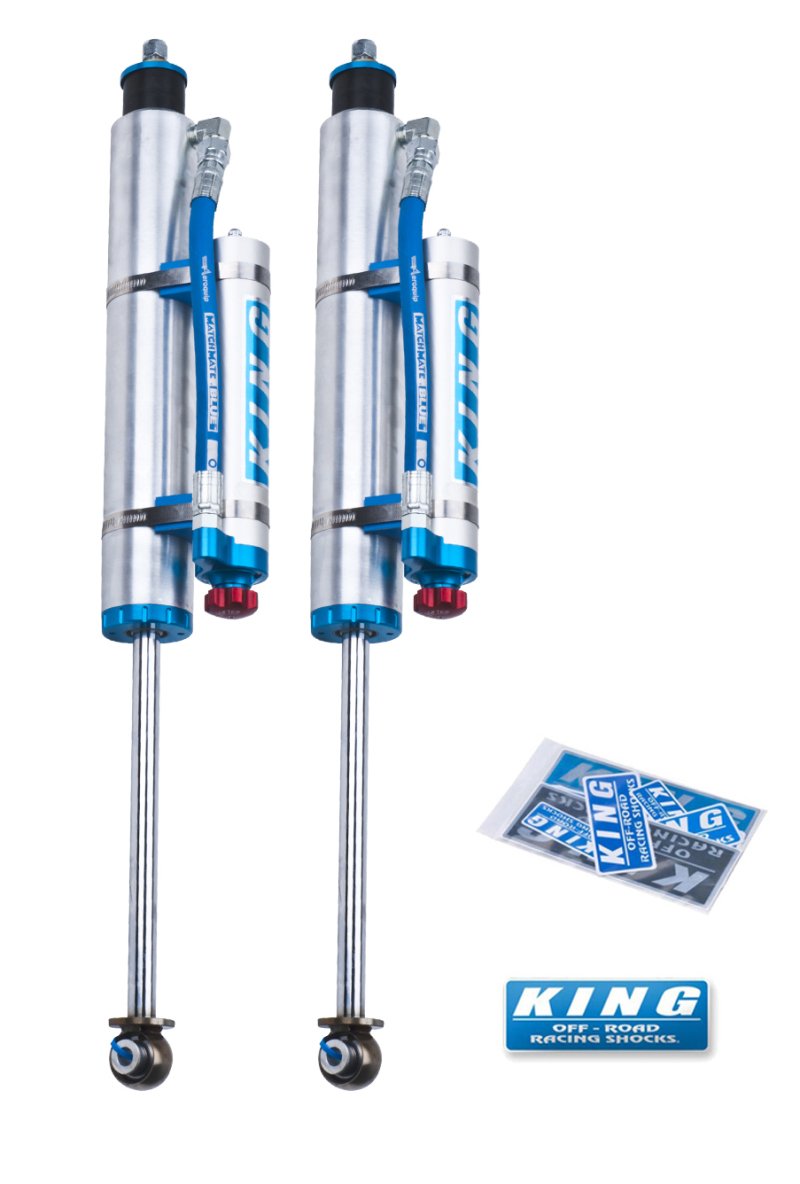 King Shocks 07-18 Jeep Wrangler JK Front 2.5 Dia Piggy Hose Res Shock 0-2in Lift w/Adjuster (Pair) 25001-180A Main Image