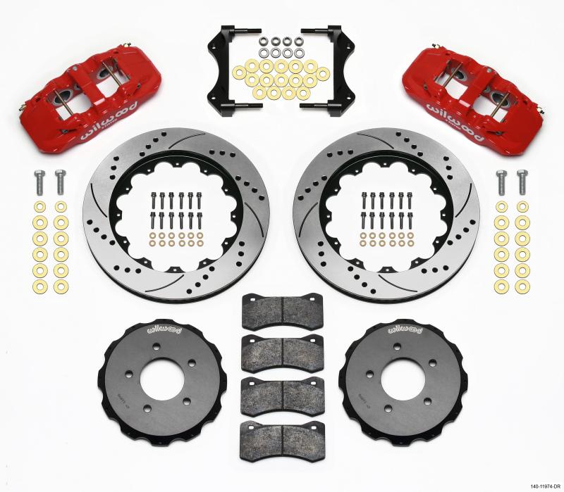 Wilwood AERO6 Front Hat Kit 14.00 Drilled Red 99-06 BMW E46 140-11974-DR Main Image