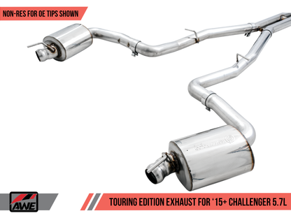 AWE Tuning 2015+ Dodge Challenger 5.7L Touring Edition Exhaust - Non-Resonated - Stock Tips 3020-11030
