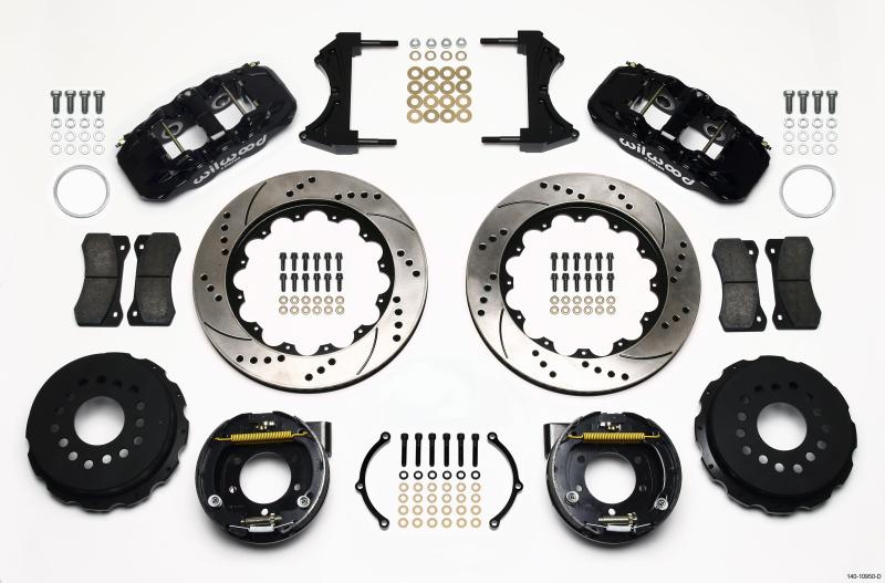 Wilwood AERO4 Rear P-Brake Kit 14.00in Drilled 2005-2014 Mustang 140-10950-D Main Image