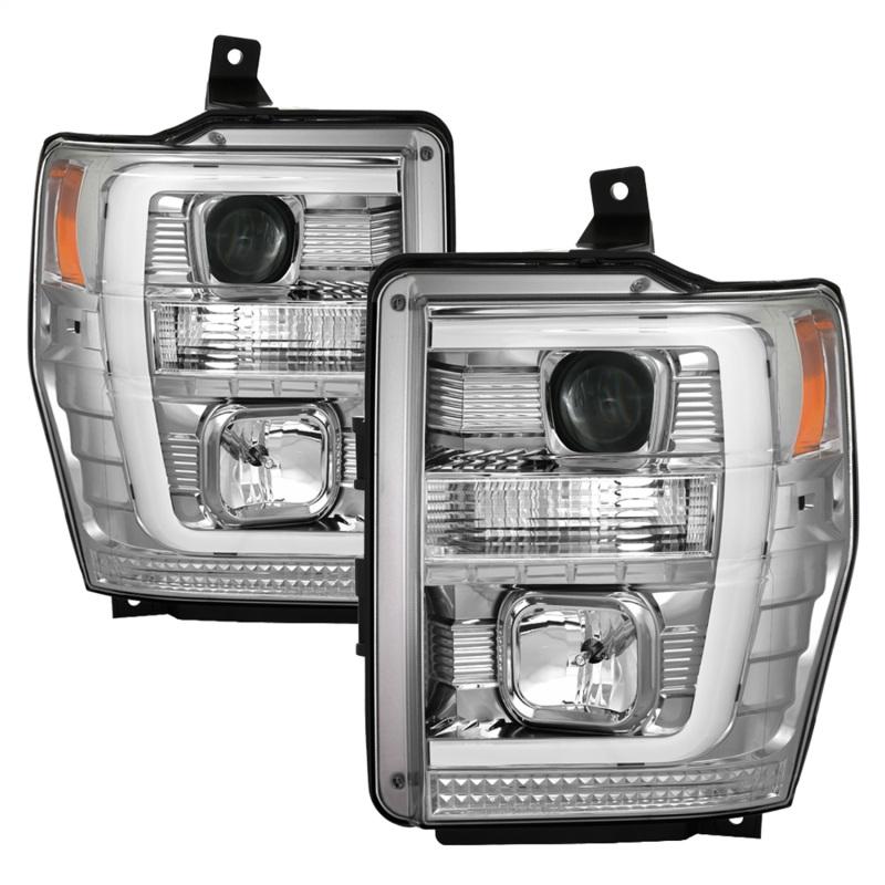 Spyder 08-10 Ford F-250 Super Duty V2 Light Bar DRL Projector Headlights - Chrm (PRO-YD-FS08V2-LB-C) 5084699 Main Image