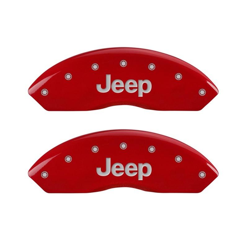 MGP Front set 2 Caliper Covers Engraved Front JEEP Red finish silver ch 42009FJEPRD Main Image