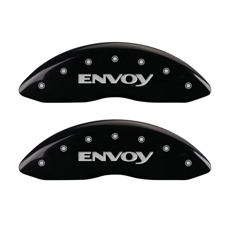 MGP 4 Caliper Covers Engraved Front & Rear Envoy Black finish silver ch 34004SEVYBK Main Image