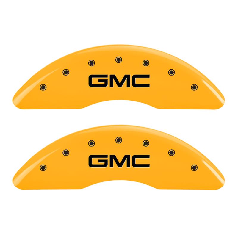 MGP 4 Caliper Covers Engraved Front & Rear GMC Yellow finish black ch 34001SGMCYL Main Image