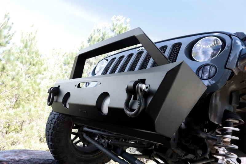 Rampage 2007-2018 Jeep Wrangler(JK)/2020 Jeep Gladiator Aluminum Stubby Front Trail Bumper - Black 99514